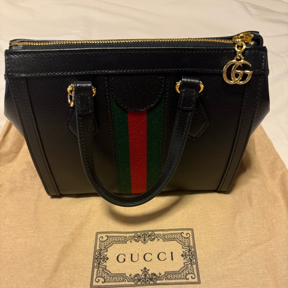 Genuine Gucci Black Ophidia Tote Handbag - Picture 7 of 16